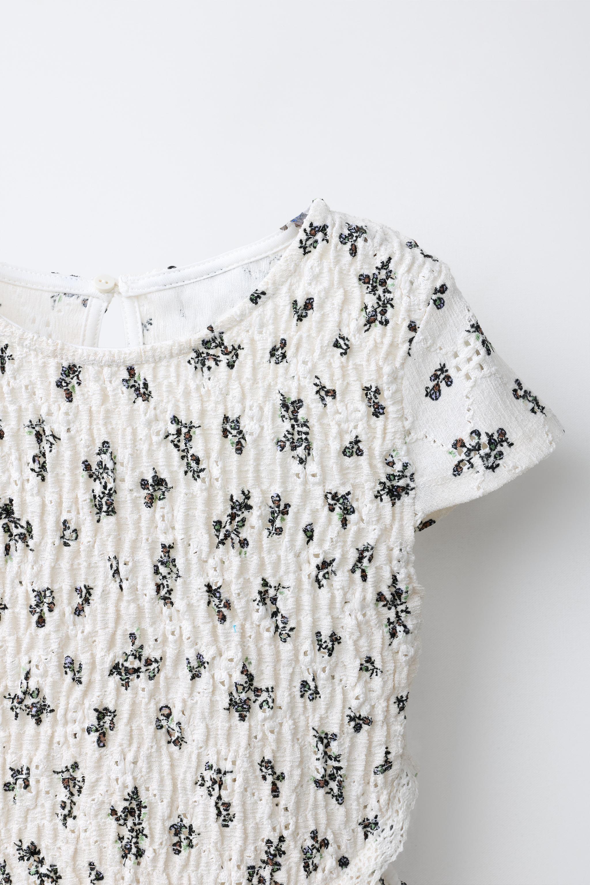 ROBE NID D'ABEILLE FLEURS